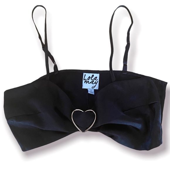 🆕 Lola May:UK 10/US 8: Black Bralette with Gold Toned Buckle - Picture 2 of 14